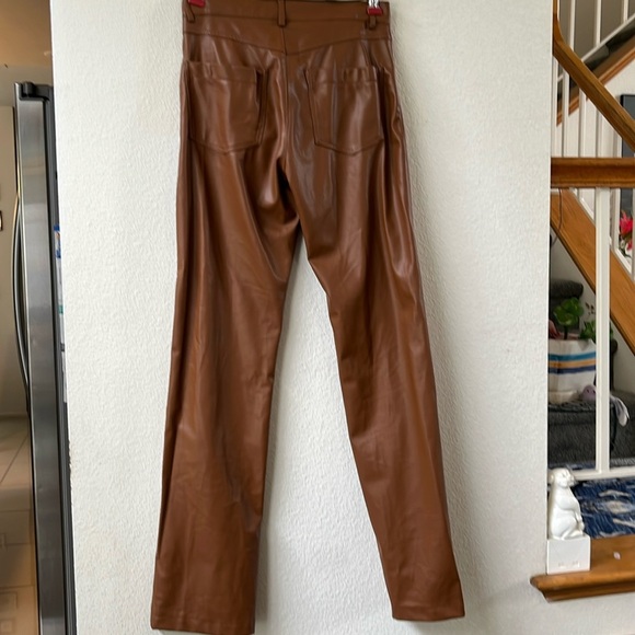 Zara camel brown vegan leather high waisted pants - Picture 3 of 10
